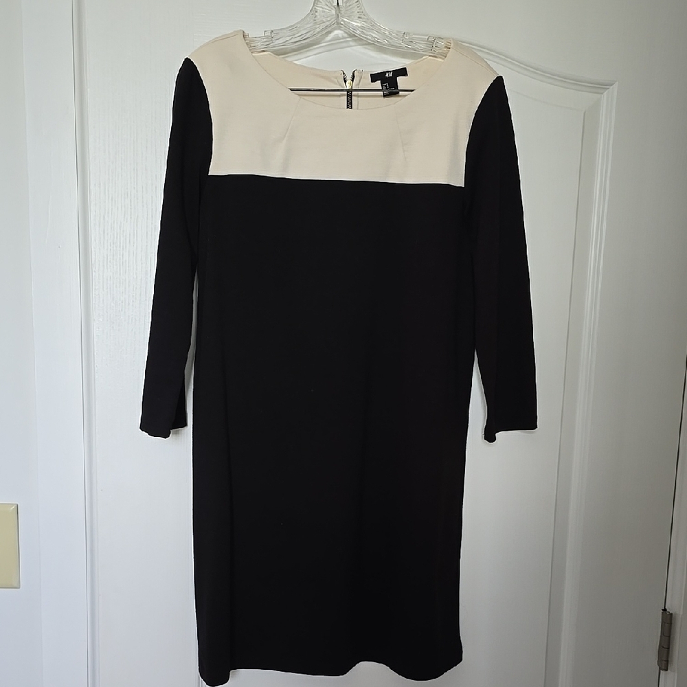 H&M Elegant Black and Cream Dress S